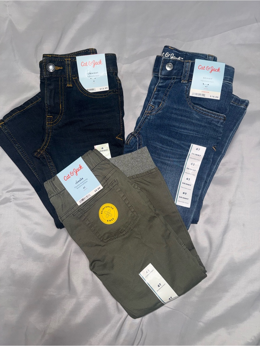 NWT bundle of 3 - Cat & Jack Dark Wash & Medium Wash Jeans with Olive Joggers